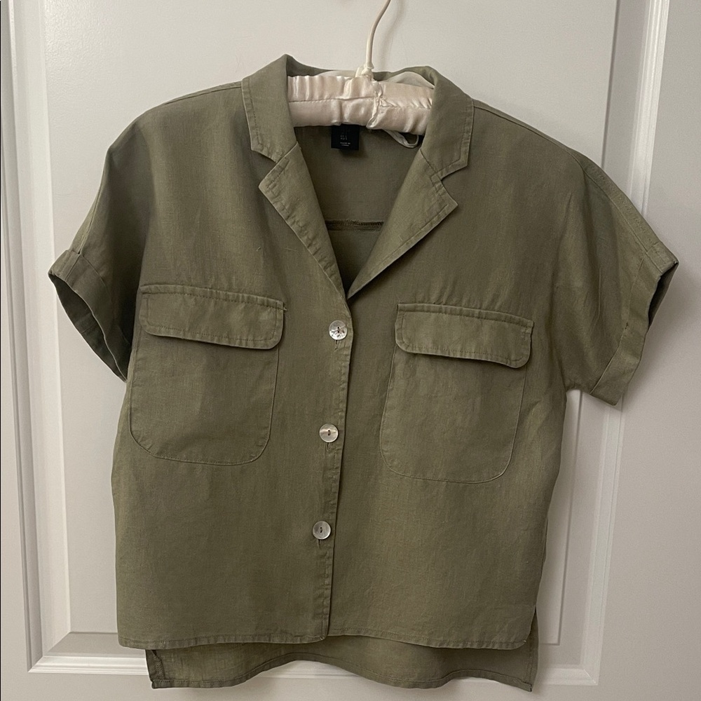 Tahari Linen Khaki Shirt